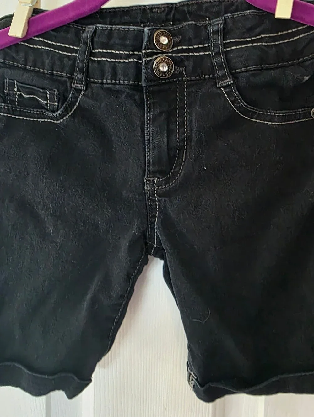 Jordache Black Bermuda Denim Shorts with Contrast Stitching